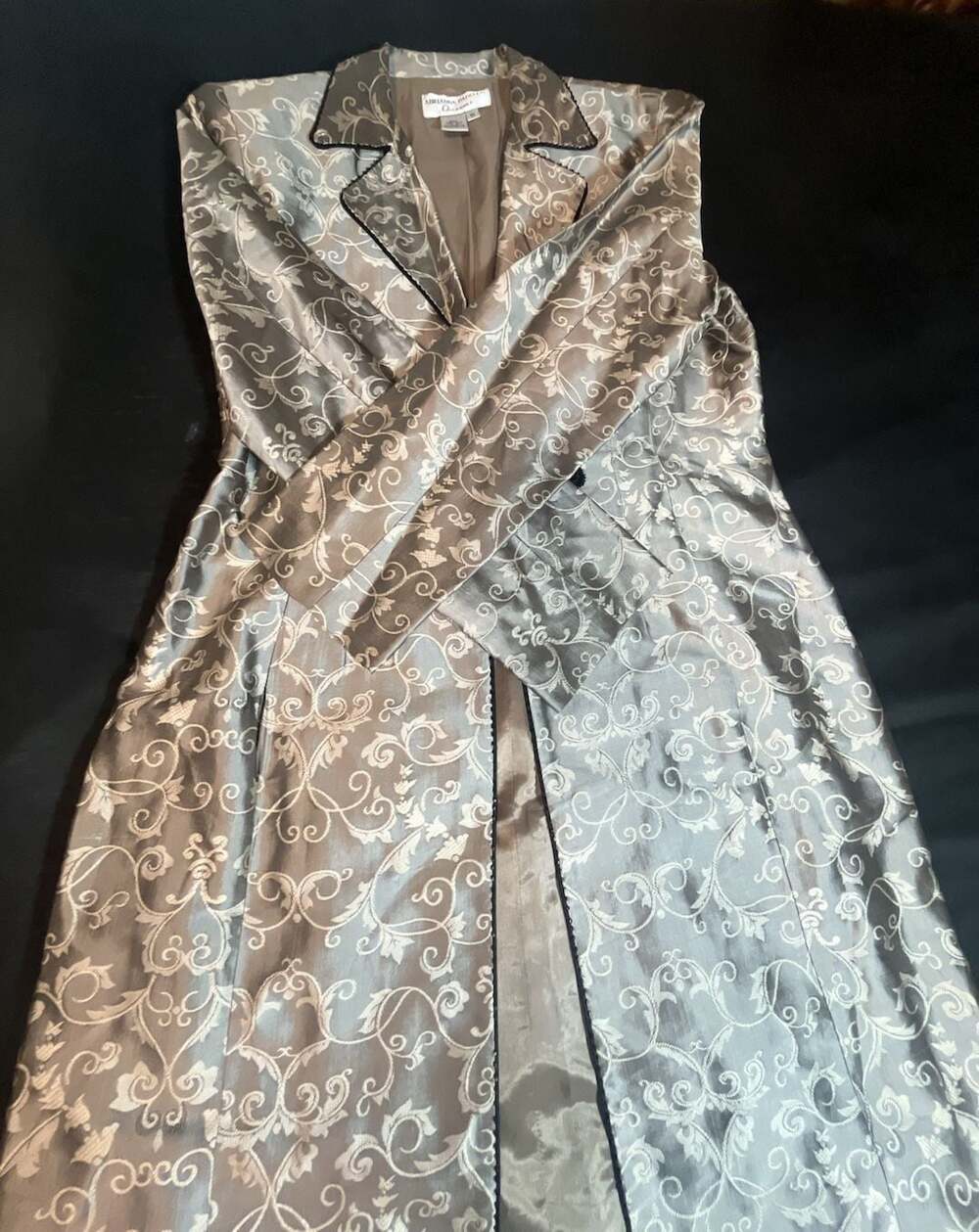 Adrianna Papell Occasions Size 10 Silk Brocade Long Coat - Picture 5 of 8